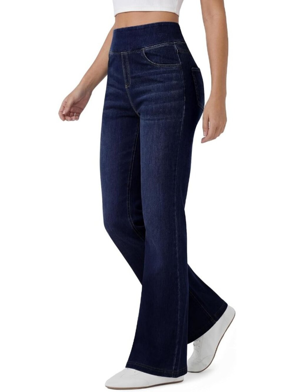 Trendy Stretchy Flare Jeans for Women | Casual Pull-On Denim Pants